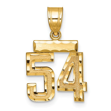 14k Small Brushed Diamond-cut Number 54 Charm