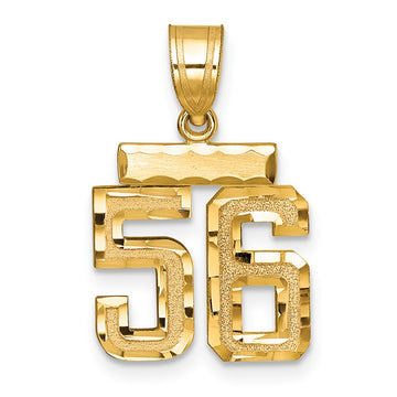 14k Small Brushed Diamond-cut Number 56 Charm