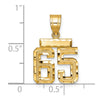 14k Small Brushed Diamond-cut Number 65 Charm