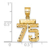 14k Small Brushed Diamond-cut Number 75 Charm