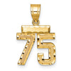 14k Small Brushed Diamond-cut Number 75 Charm