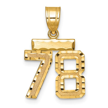 14k Small Brushed Diamond-cut Number 78 Charm