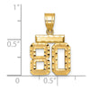 14k Small Brushed Diamond-cut Number 80 Charm