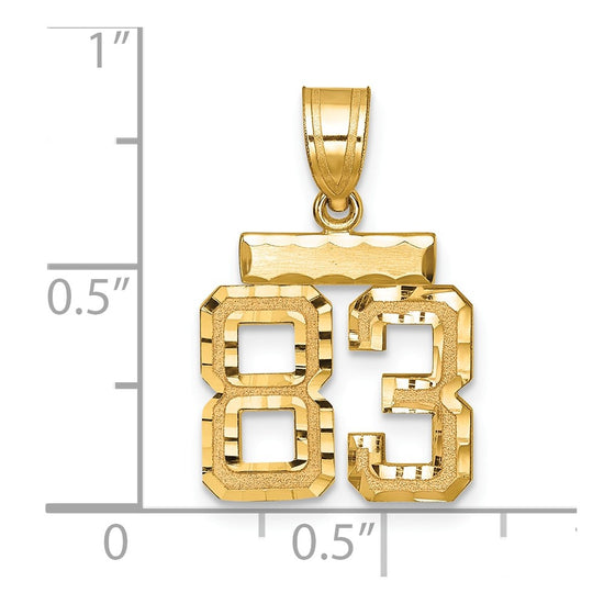 14k Small Brushed Diamond-cut Number 83 Charm