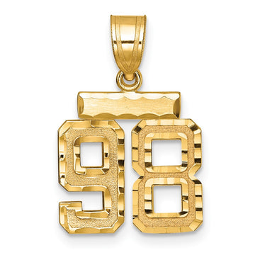 14k Small Brushed Diamond-cut Number 98 Charm