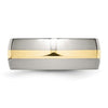 Chisel Stainless Steel with 14k Gold Inlay Polished 8mm Band