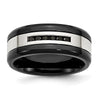 Chisel Stainless Steel Polished Black IP-plated 1/4 Carat Black Diamond 9mm Band