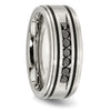 Chisel Stainless Steel Brushed and Polished Black IP-plated 1/2 Carat Black Diamond 9mm Band