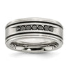 Chisel Stainless Steel Brushed and Polished Black IP-plated 1/2 Carat Black Diamond 9mm Band