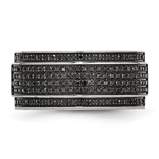 Chisel Stainless Steel Polished 1/2 Carat Black Diamond 10mm Ridged Edge Band