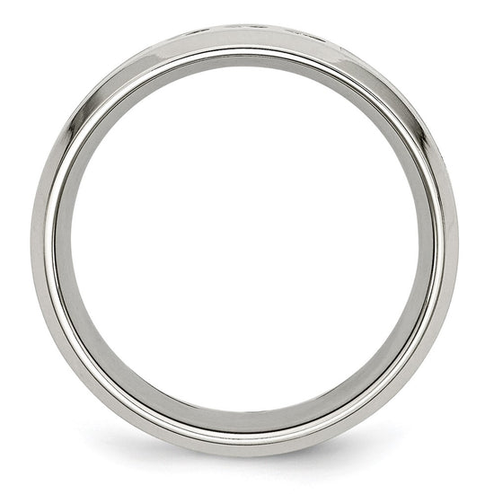 Chisel Stainless Steel Polished Camouflage 1/10 Carat Diamond 8mm Band