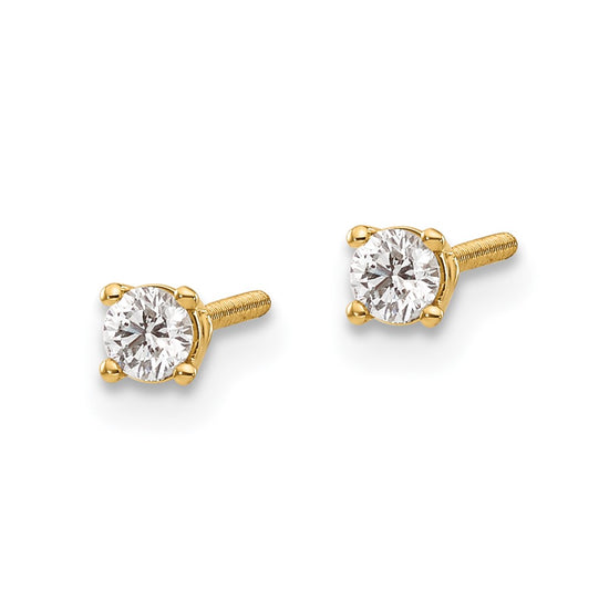 14k SI3 Diamond Stud Thread on/off Post Earrings