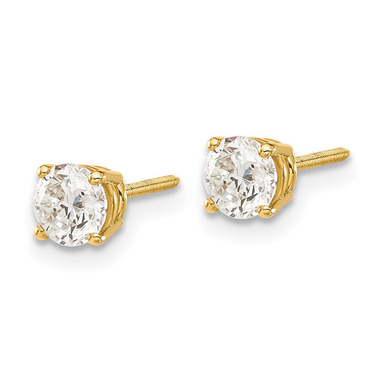 14k SI3 Diamond Stud Thread on/off Post Earrings