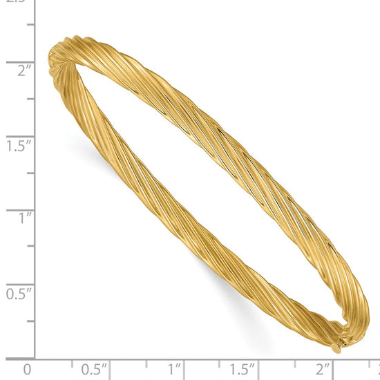 14k 3/16 Oversize Textured Hinged Bangle Bracelet