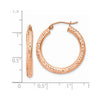 14k Rose Gold 3x25mm Diamond-cut Round Tube Hoop Earrings