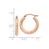 14k Rose Gold 3x20mm Diamond-cut Round Tube Hoop Earrings