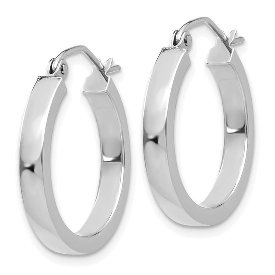 14k White Gold 2x20mm Polished Rectangle Tube Hoop Earrings