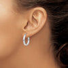 14k White Gold 2x20mm Polished Rectangle Tube Hoop Earrings