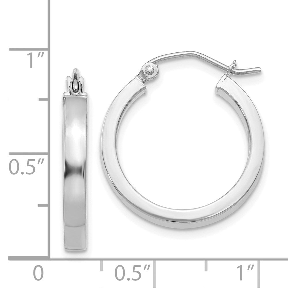 14k White Gold 2x20mm Polished Rectangle Tube Hoop Earrings
