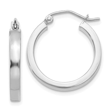 14k White Gold 2x20mm Polished Rectangle Tube Hoop Earrings