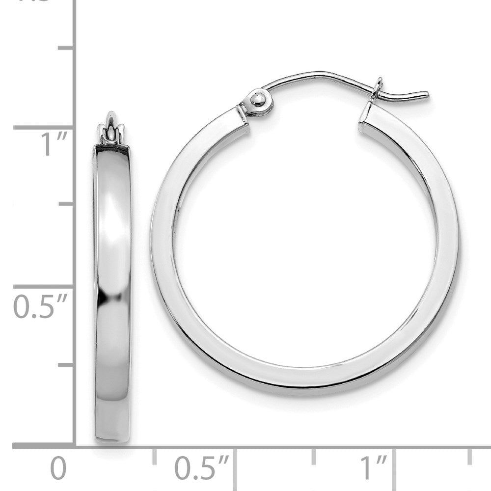 14k White Gold 2x25mm Polished Rectangle Tube Hoop Earrings