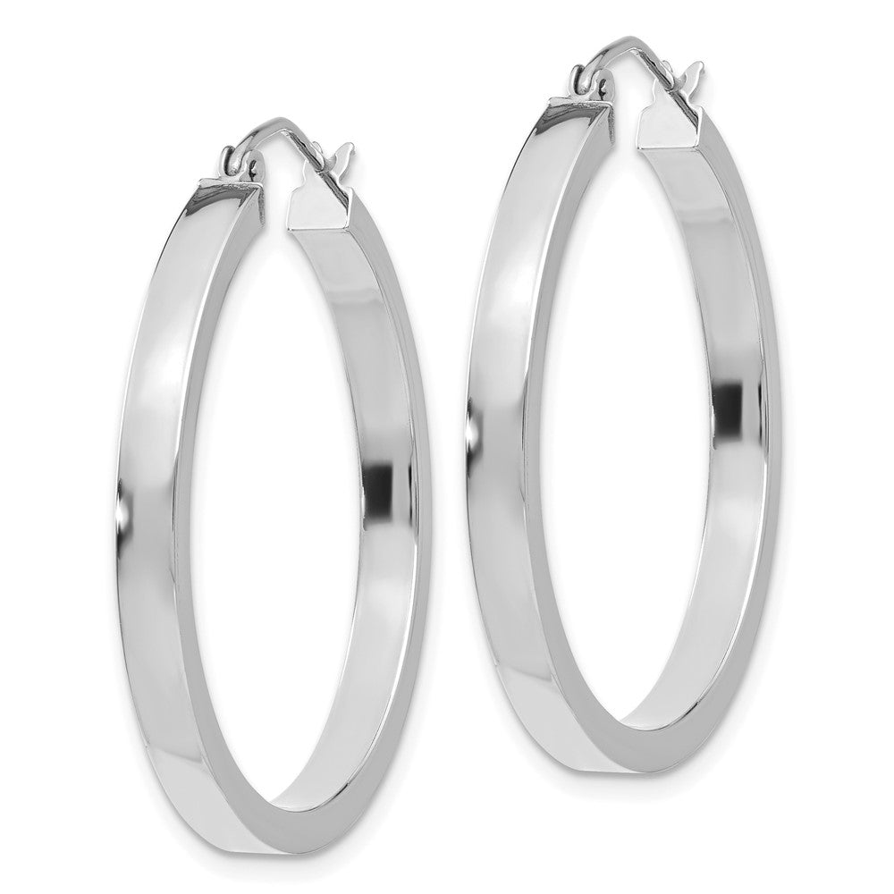 14k White Gold 2x30mm Polished Rectangle Tube Hoop Earrings