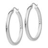 14k White Gold 2x35mm Polished Rectangle Tube Hoop Earrings