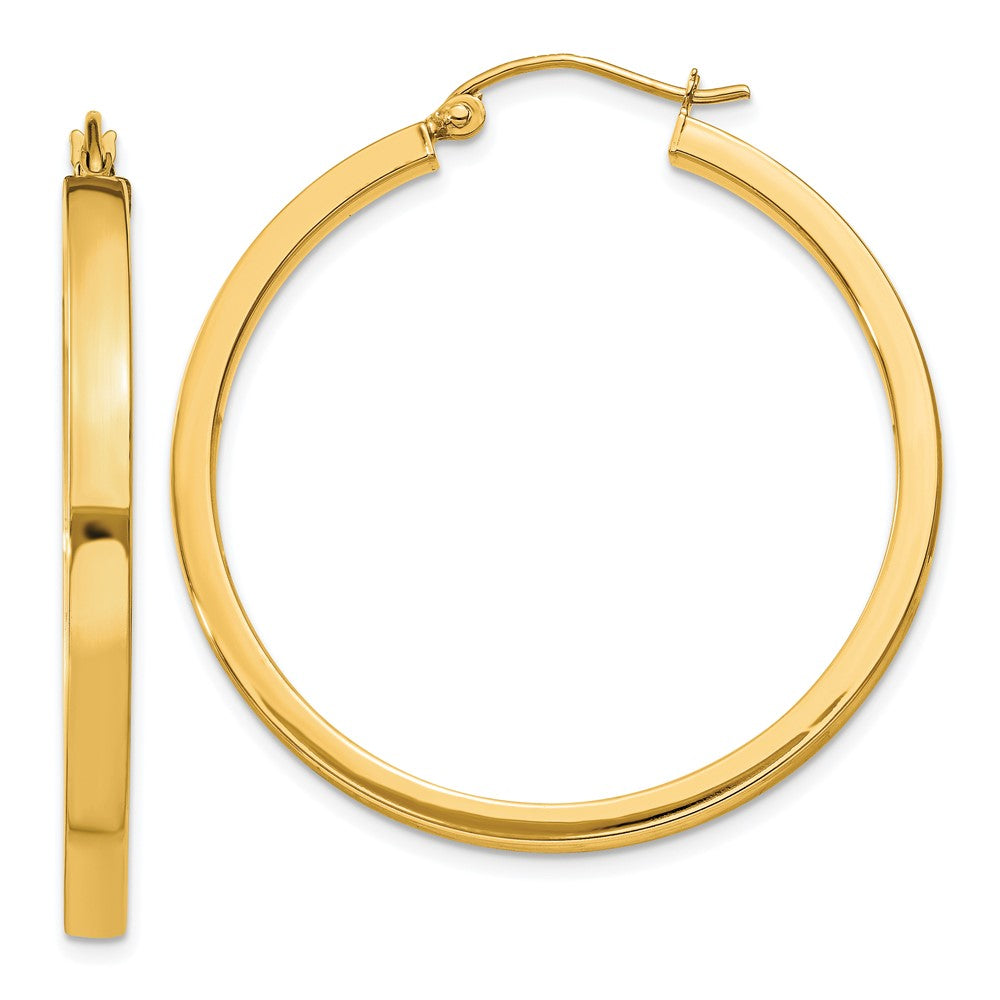 14k 2x34mm Polished Rectangle Tube Hoop Earrings