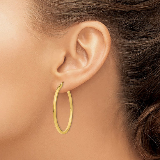 14k 2x40mm Square Tube Hoop Earrings