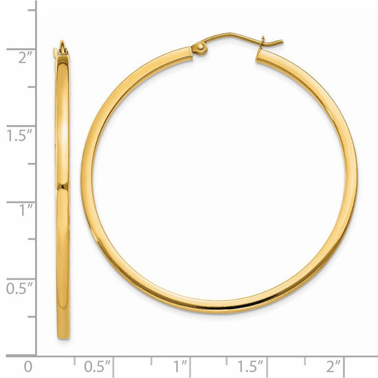 14k 2x45mm Square Tube Hoop Earrings