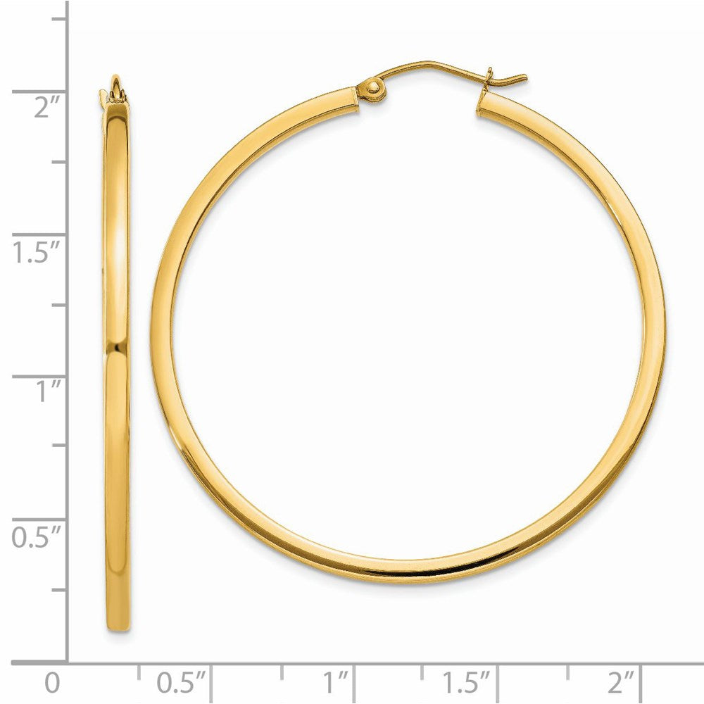 14k 2x45mm Square Tube Hoop Earrings