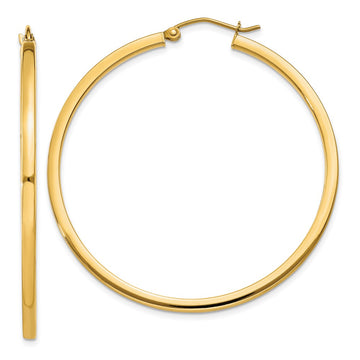 14k 2x45mm Square Tube Hoop Earrings
