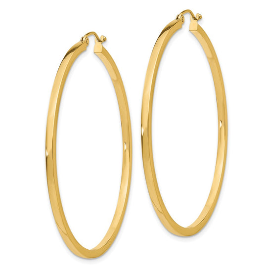 14k 2x50mm Square Tube Hoop Earrings