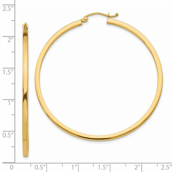 14k 2x50mm Square Tube Hoop Earrings