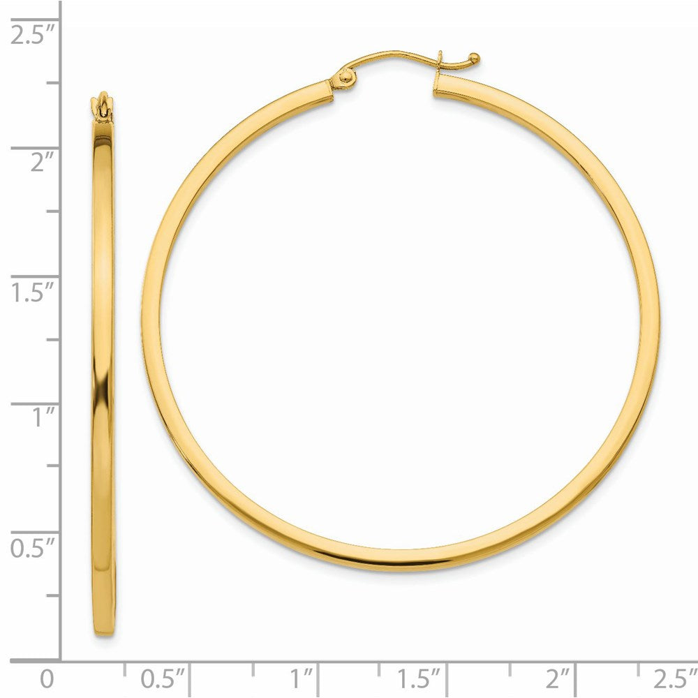 14k 2x50mm Square Tube Hoop Earrings