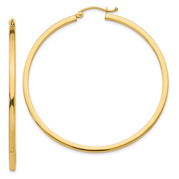 14k 2x50mm Square Tube Hoop Earrings