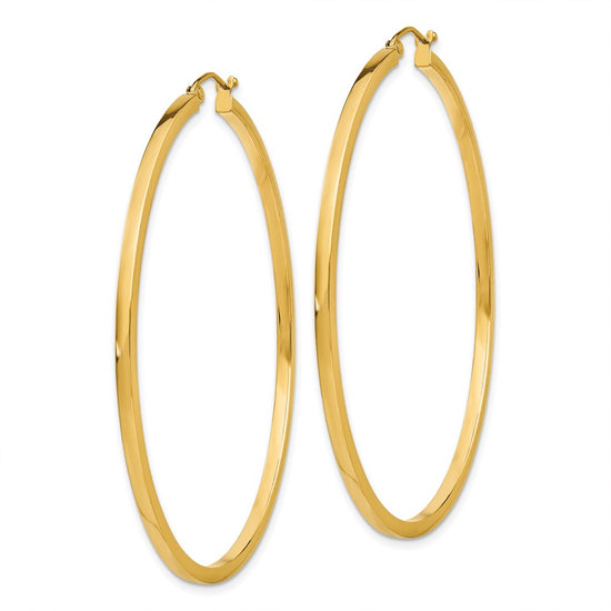 14k 2x55mm Square Tube Hoop Earrings