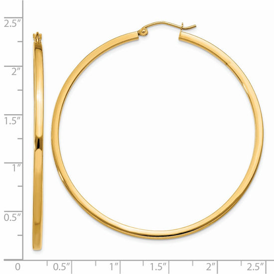14k 2x55mm Square Tube Hoop Earrings