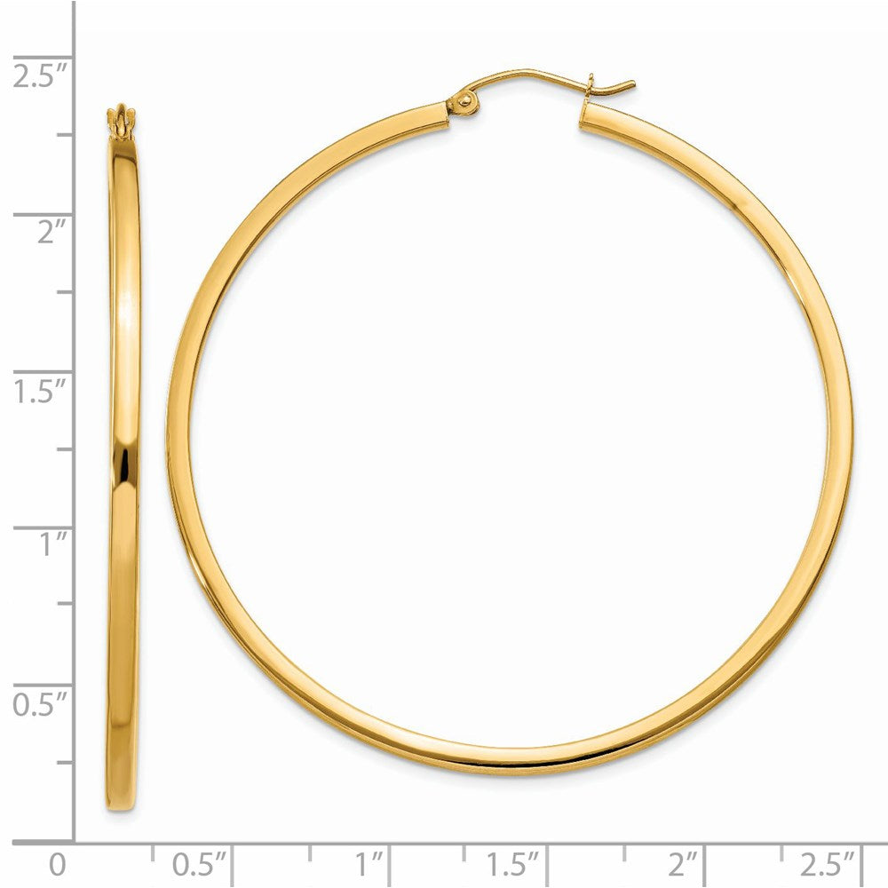 14k 2x55mm Square Tube Hoop Earrings