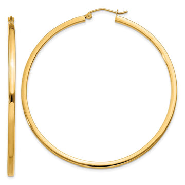 14k 2x55mm Square Tube Hoop Earrings