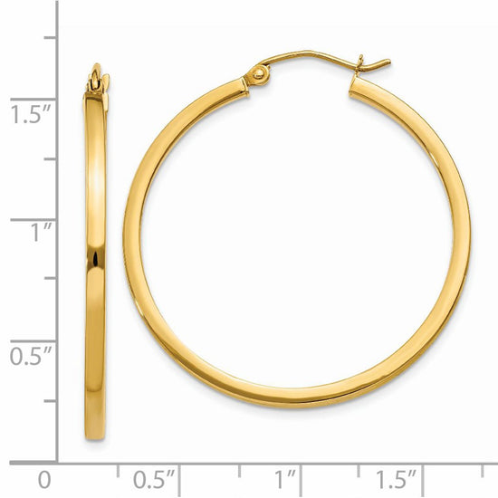 14k 2x35mm Square Tube Hoop Earrings