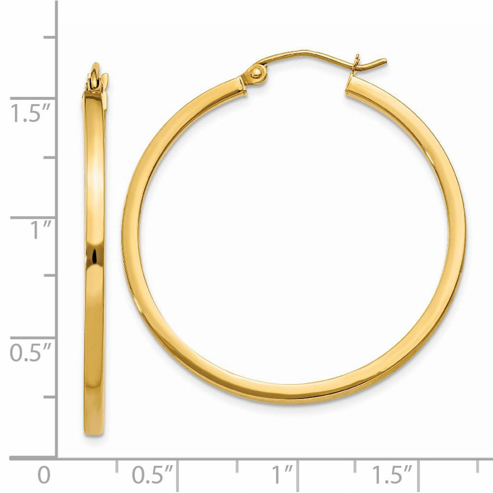 14k 2x35mm Square Tube Hoop Earrings