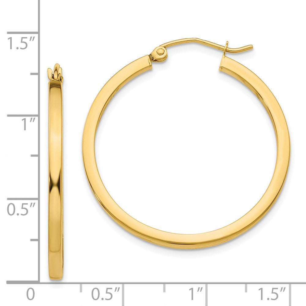 14k 2x30mm Square Tube Hoop Earrings