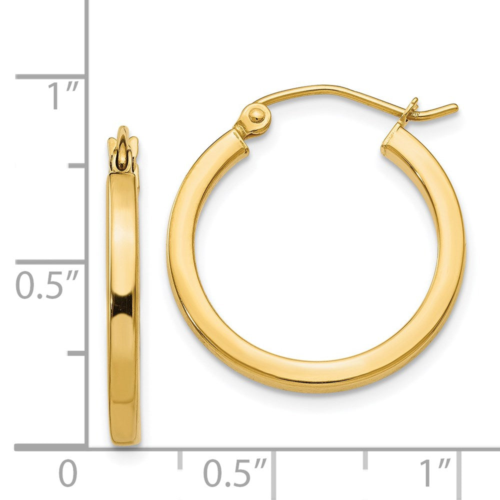 14k 2x20mm Square Tube Hoop Earrings