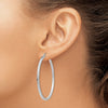 14k White Gold 2x45mm Square Tube Hoop Earrings