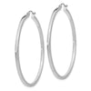 14k White Gold 2x50mm Square Tube Hoop Earrings