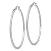 14k White Gold 2x55mm Square Tube Hoop Earrings