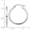 14k White Gold 2x25mm Square Tube Hoop Earrings