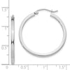 14k White Gold 2x30mm Square Tube Hoop Earrings