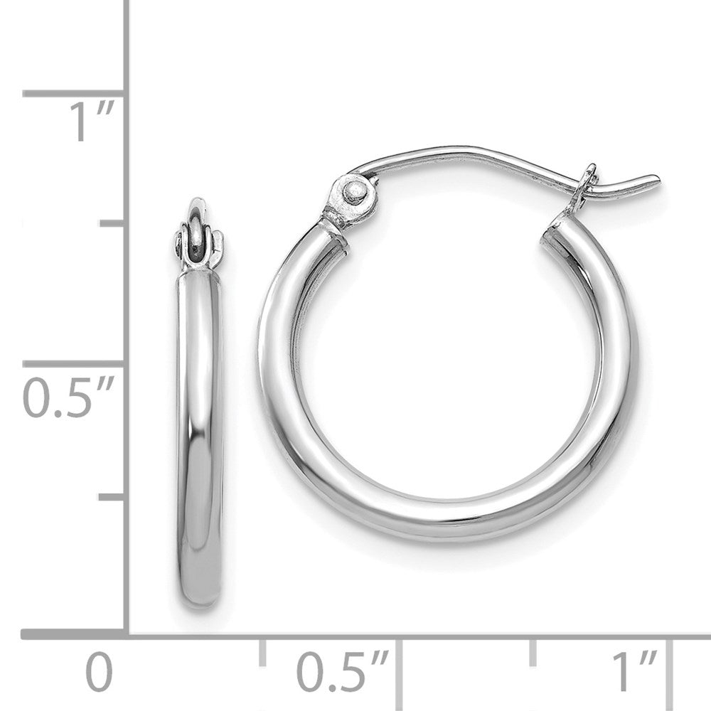14k White Gold 2x18mm Polished Tube Hoop Earrings